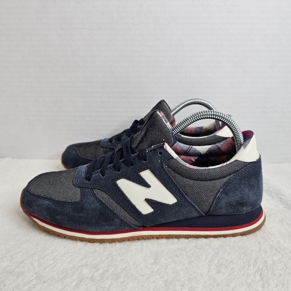 New Balance 420 Sneakers Navy Red Plaid Gum Sole Casual Shoes Womens Size 9B
